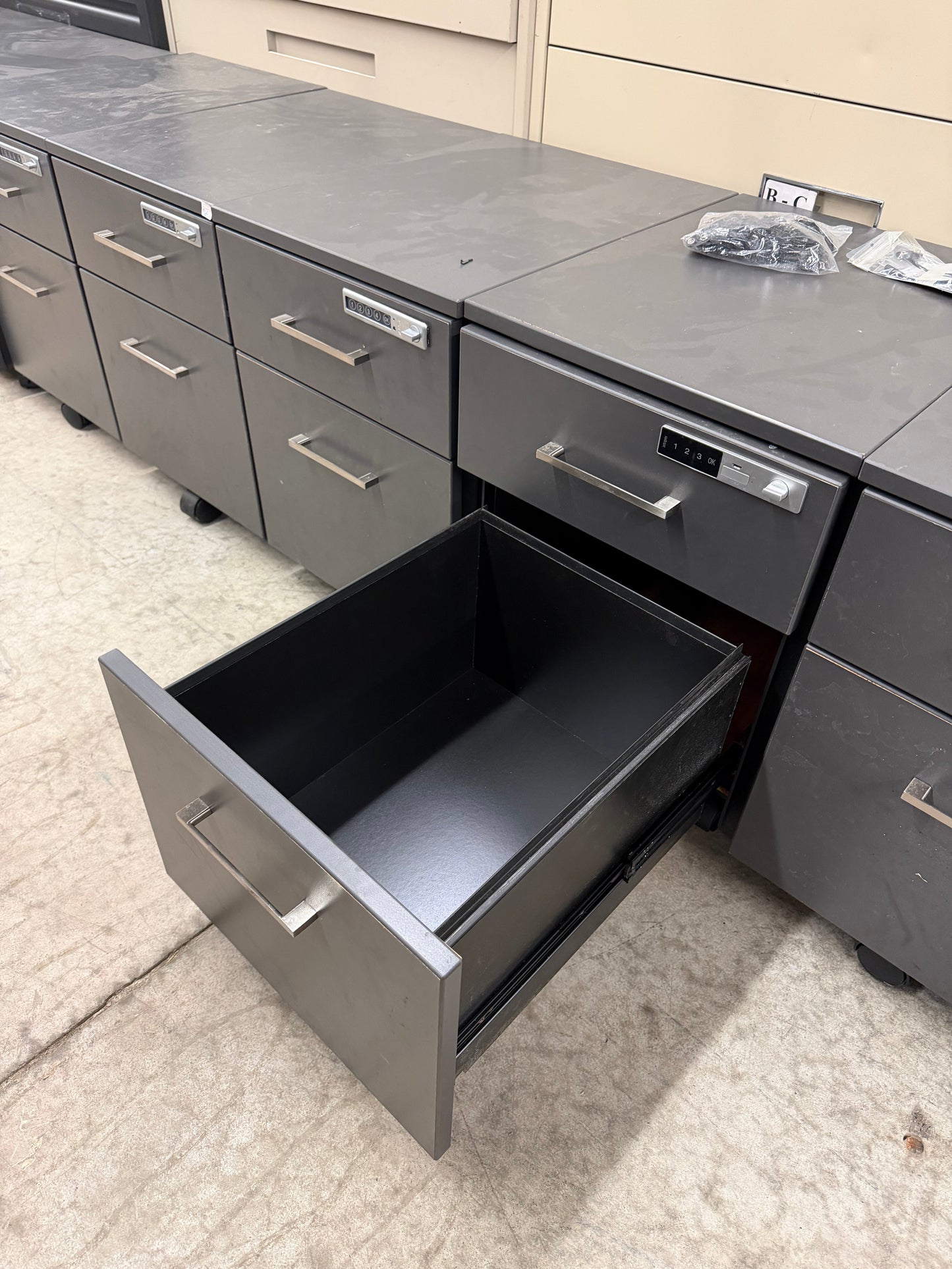 Dark Grey Rolling Electronic Wood Pedestals