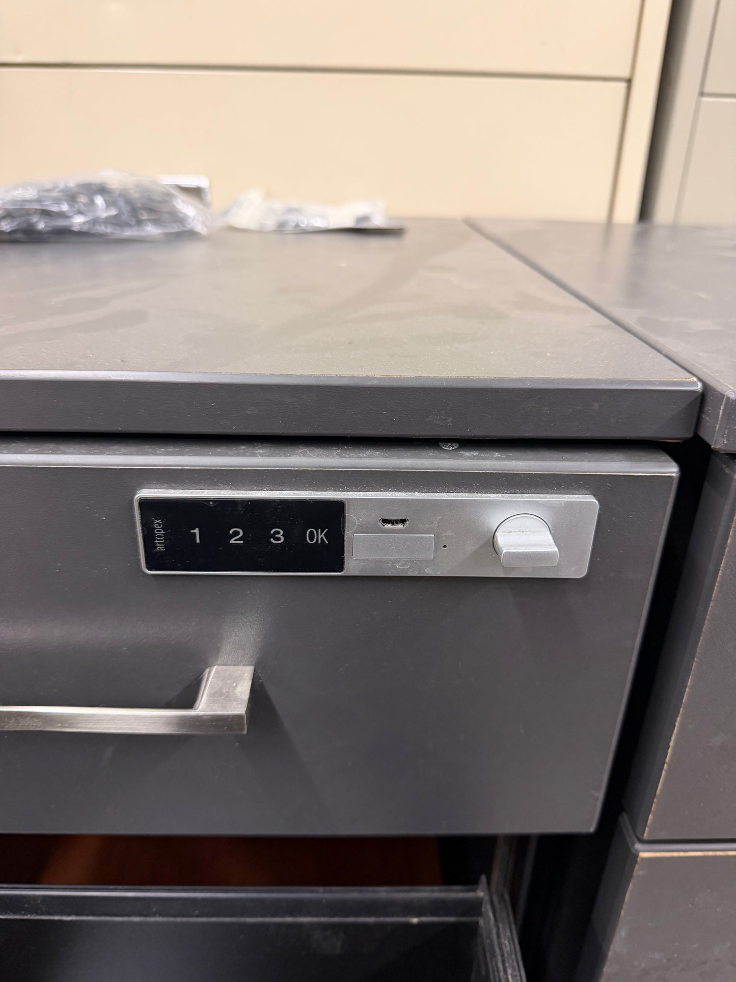 Dark Grey Rolling Electronic Wood Pedestals