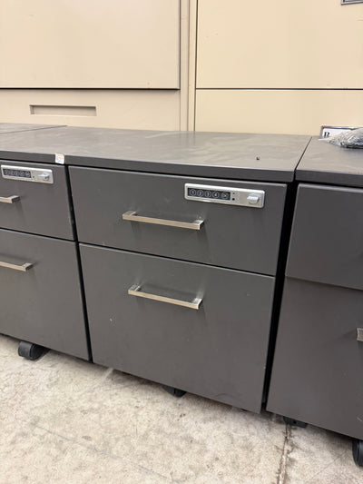 Dark Grey Rolling Electronic Wood Pedestals