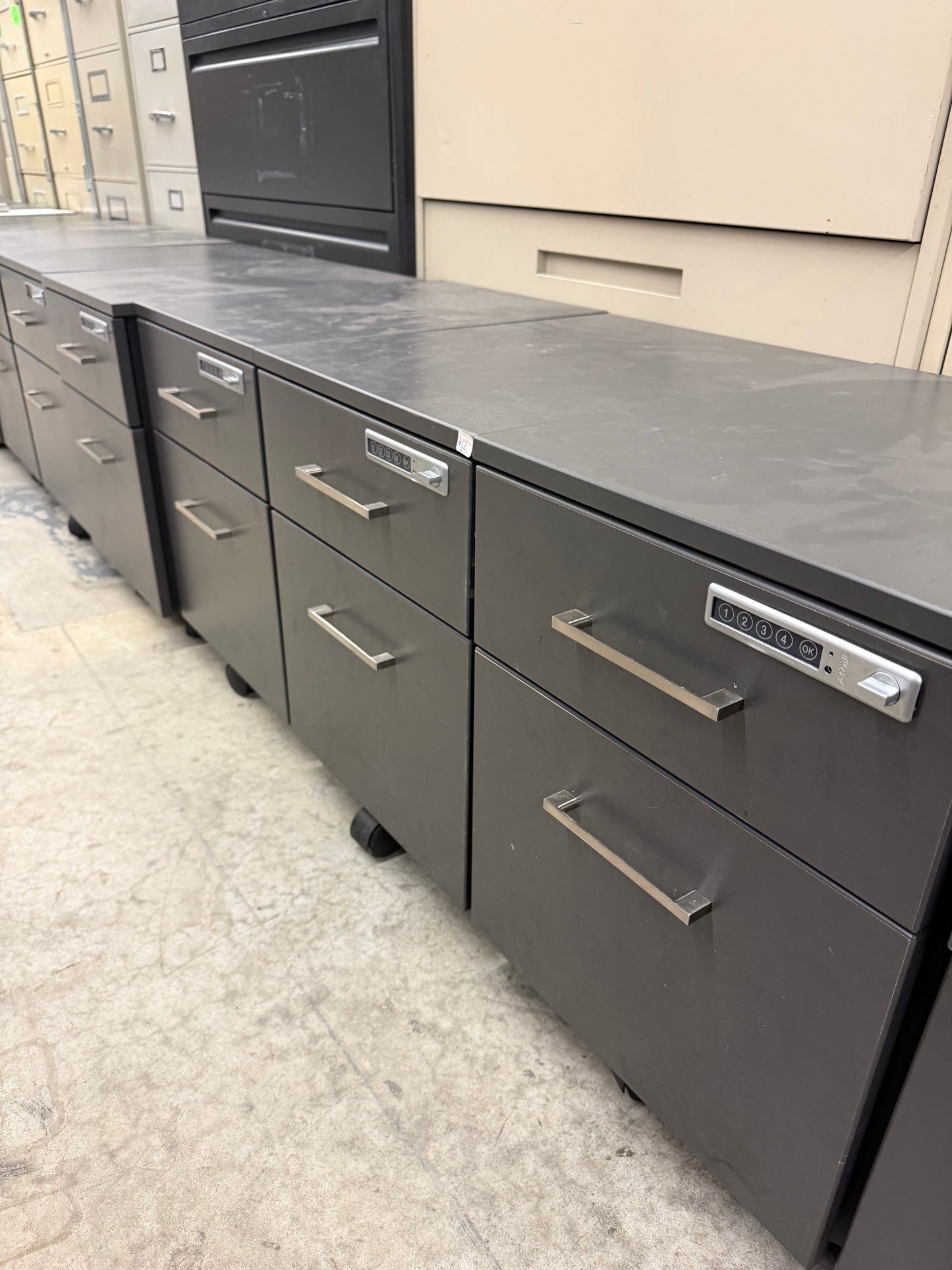Dark Grey Rolling Electronic Wood Pedestals