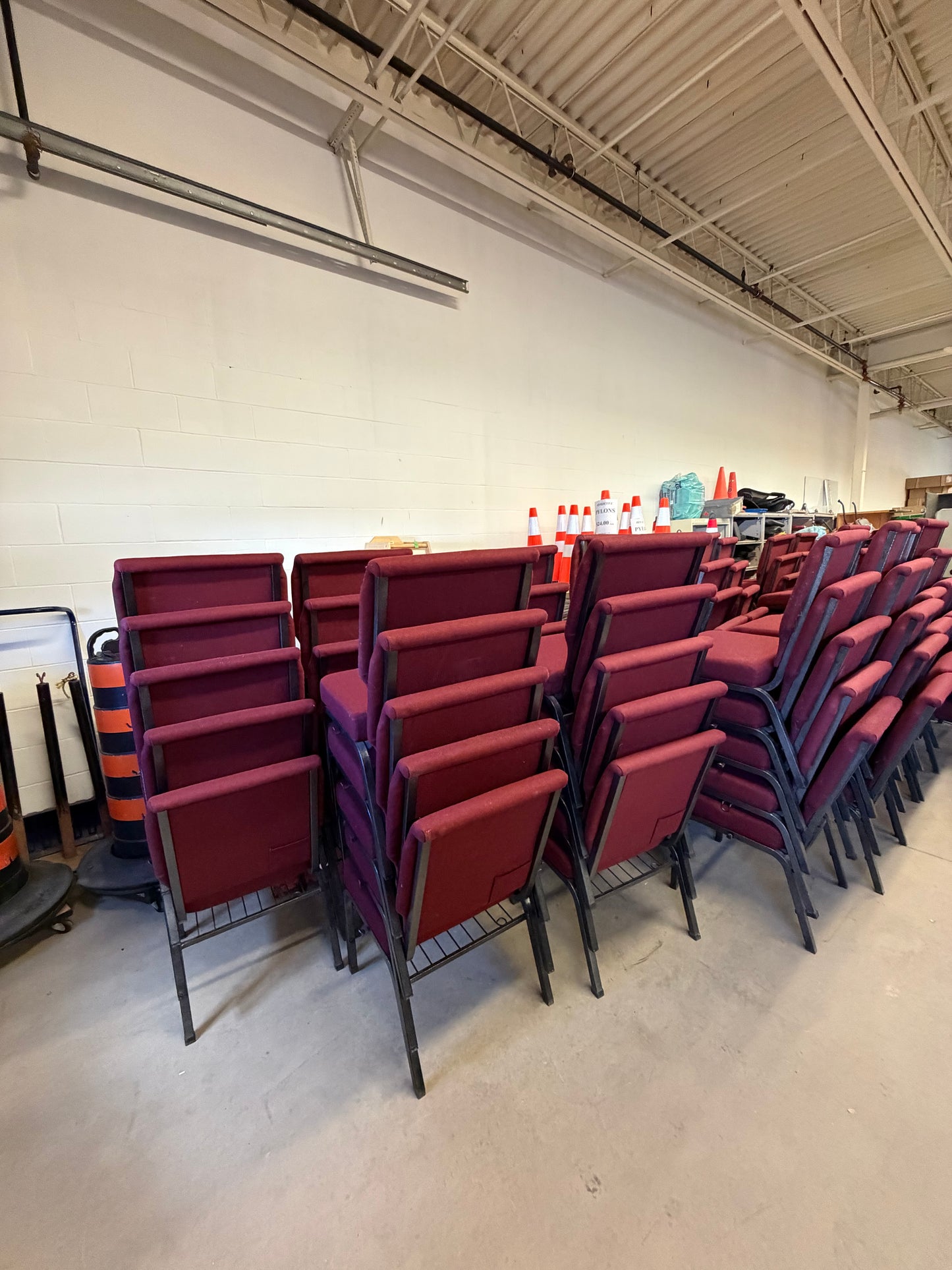 Burgundy Interlocking Stacking Church Chairs