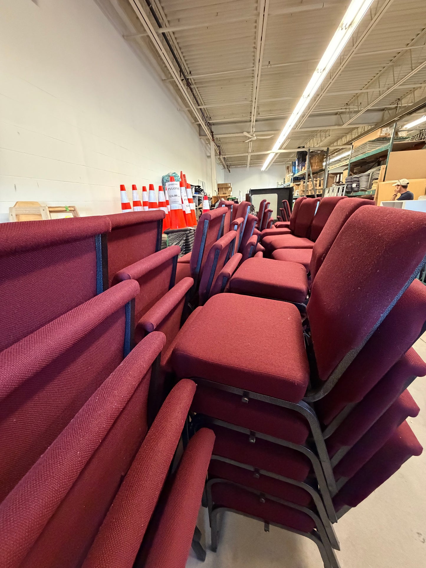 Burgundy Interlocking Stacking Church Chairs