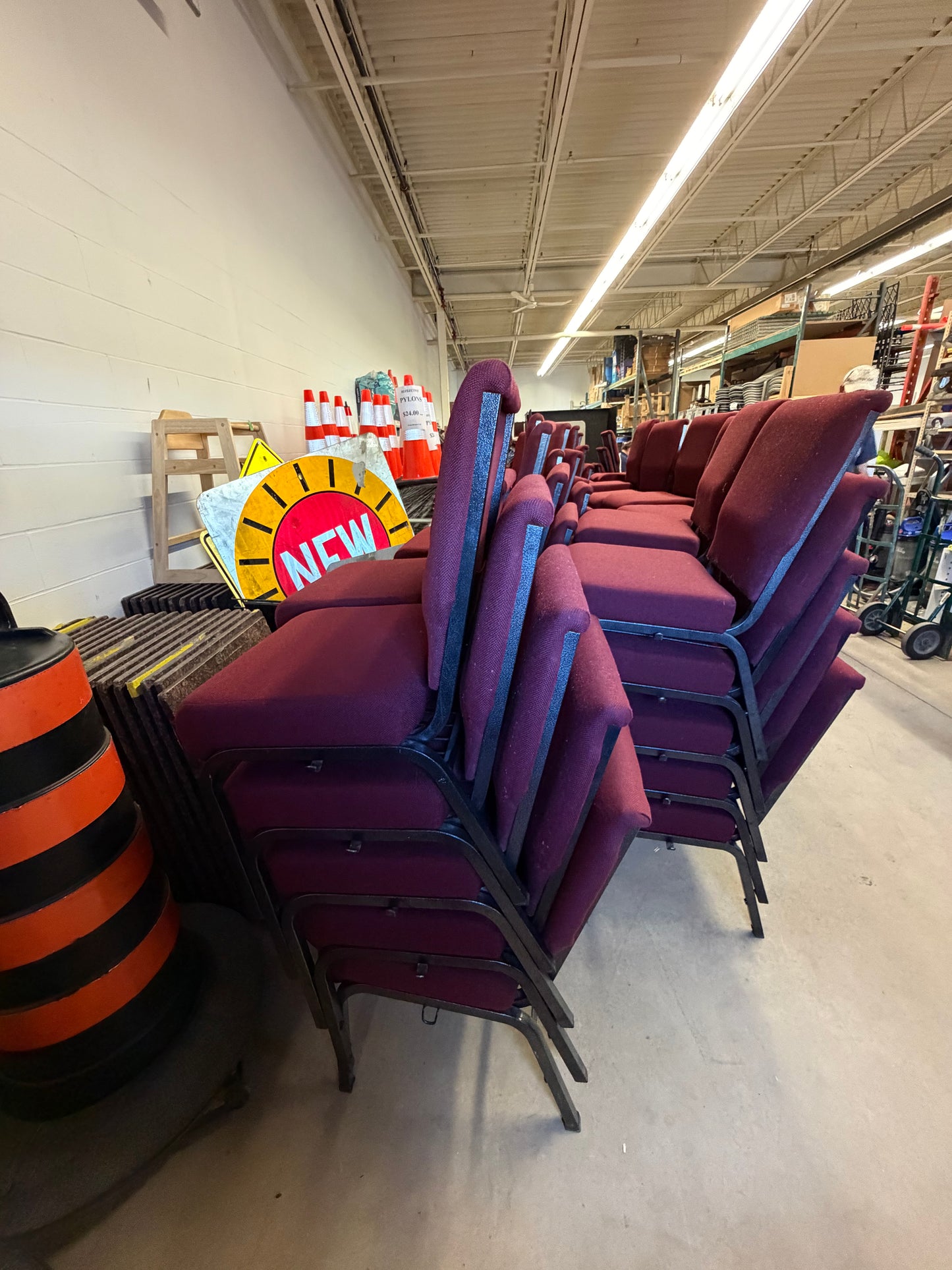 Burgundy Interlocking Stacking Church Chairs