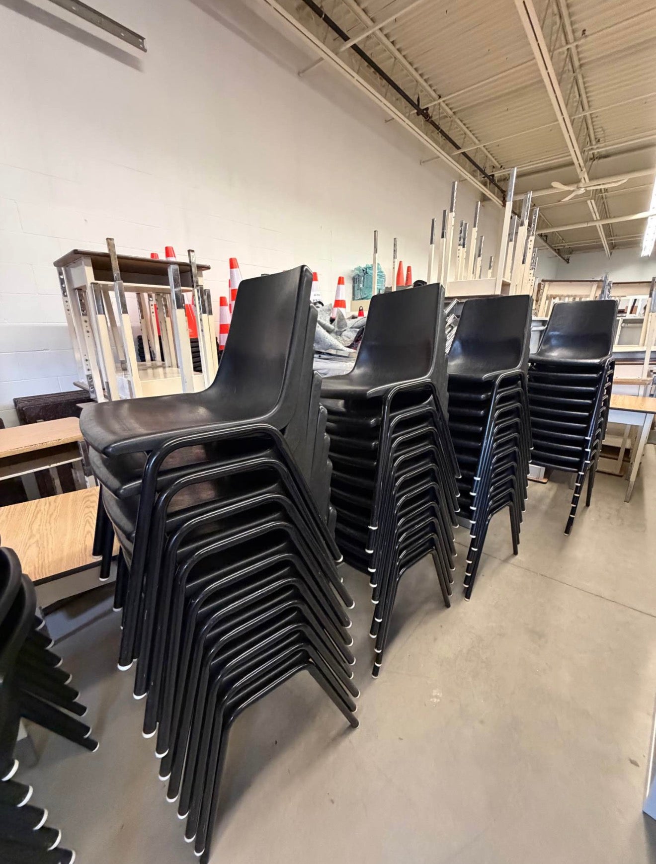 Black 18" Plastic Stacking Chairs