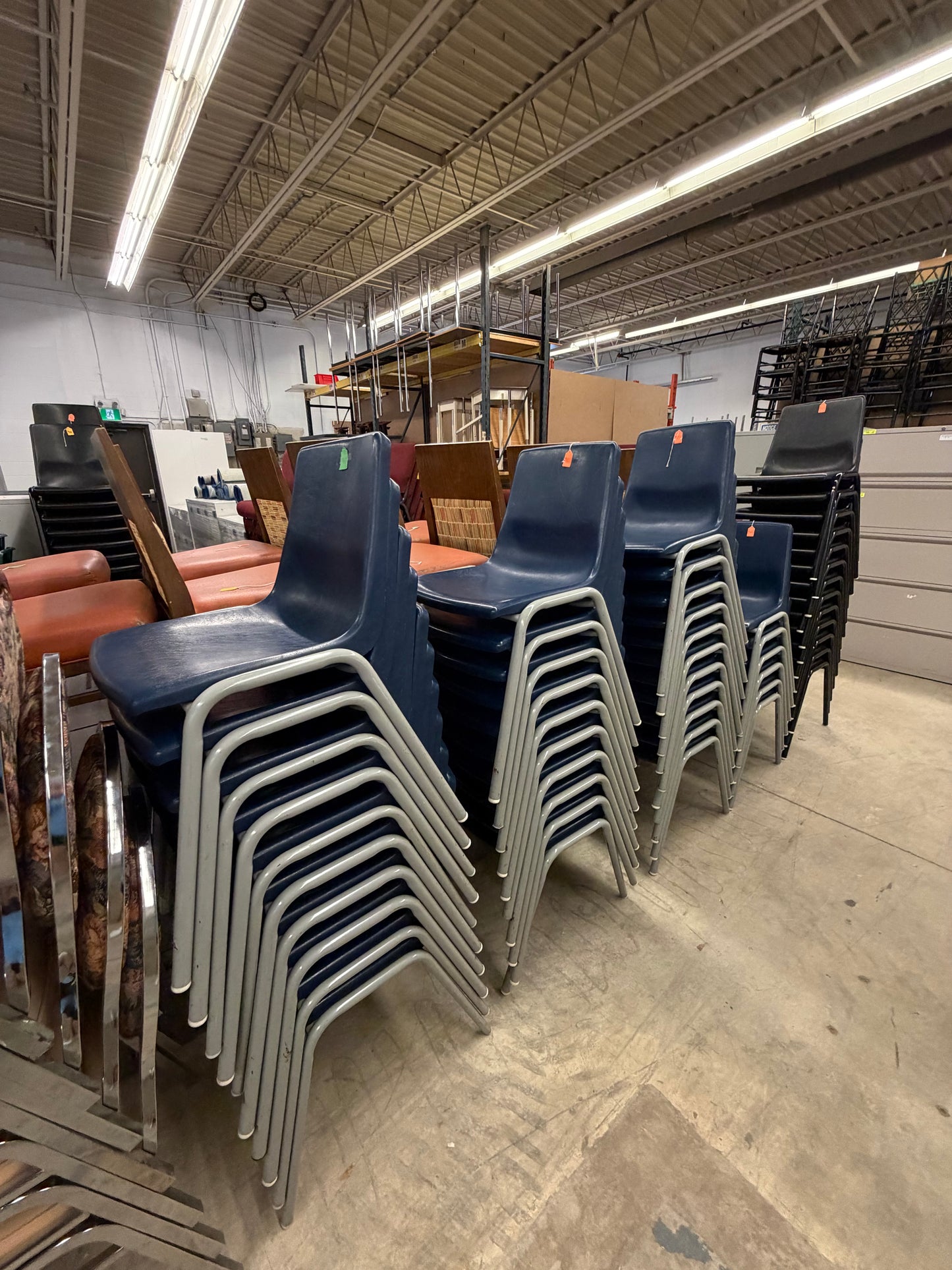 Navy Blue Plastic 18" Stacking Chairs