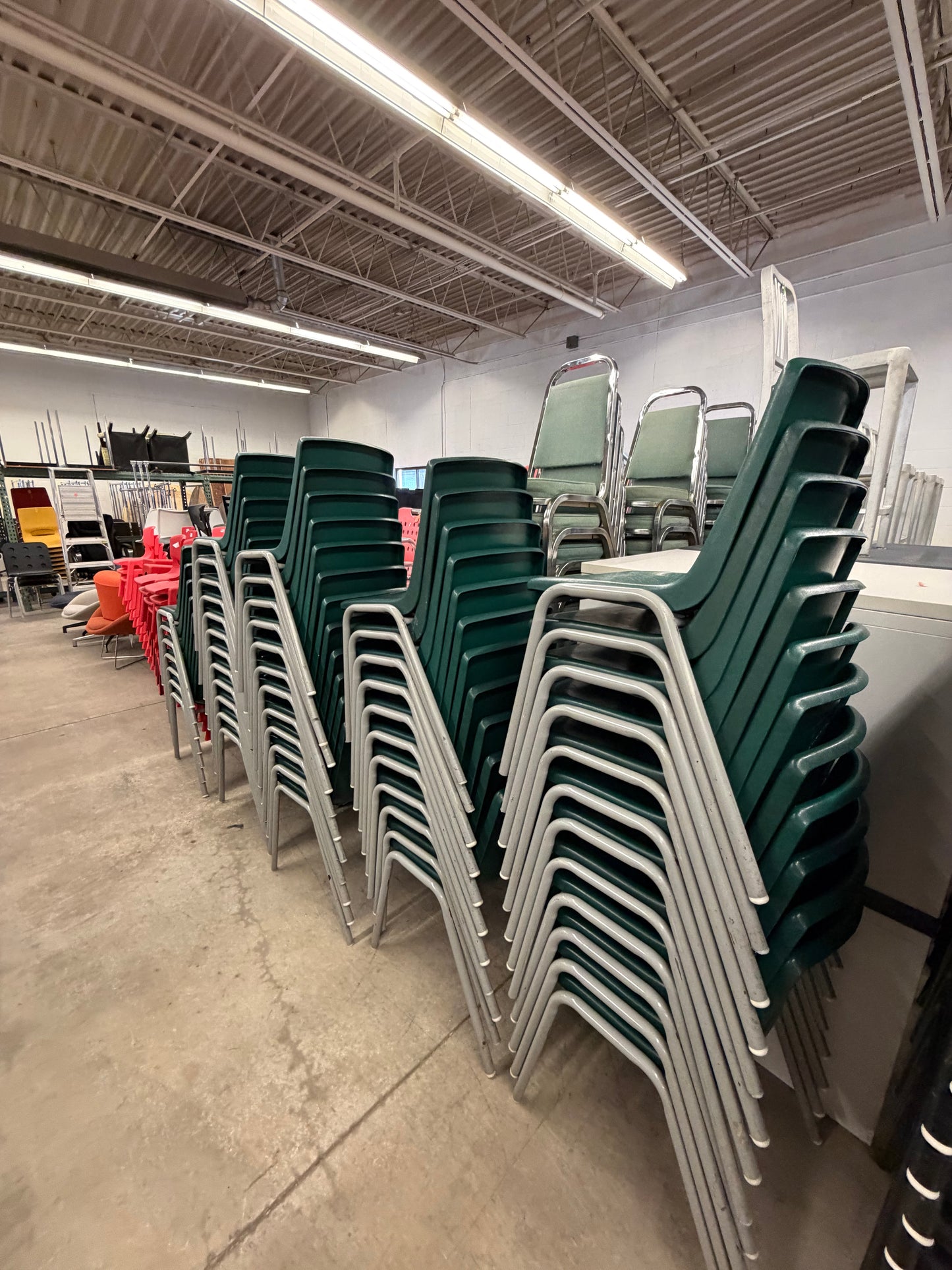 Green Plastic 18" Stacking Chairs
