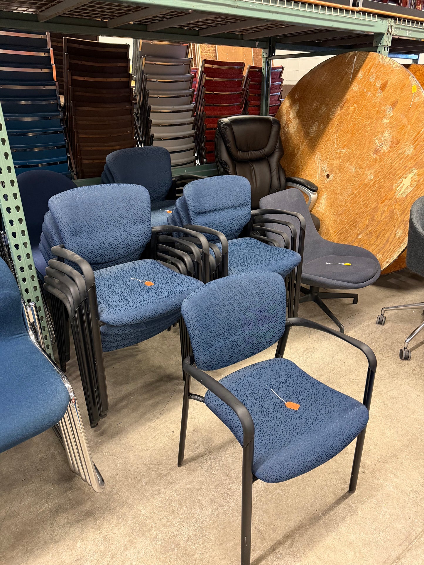 Blue Fabric Reception Chairs with Arms