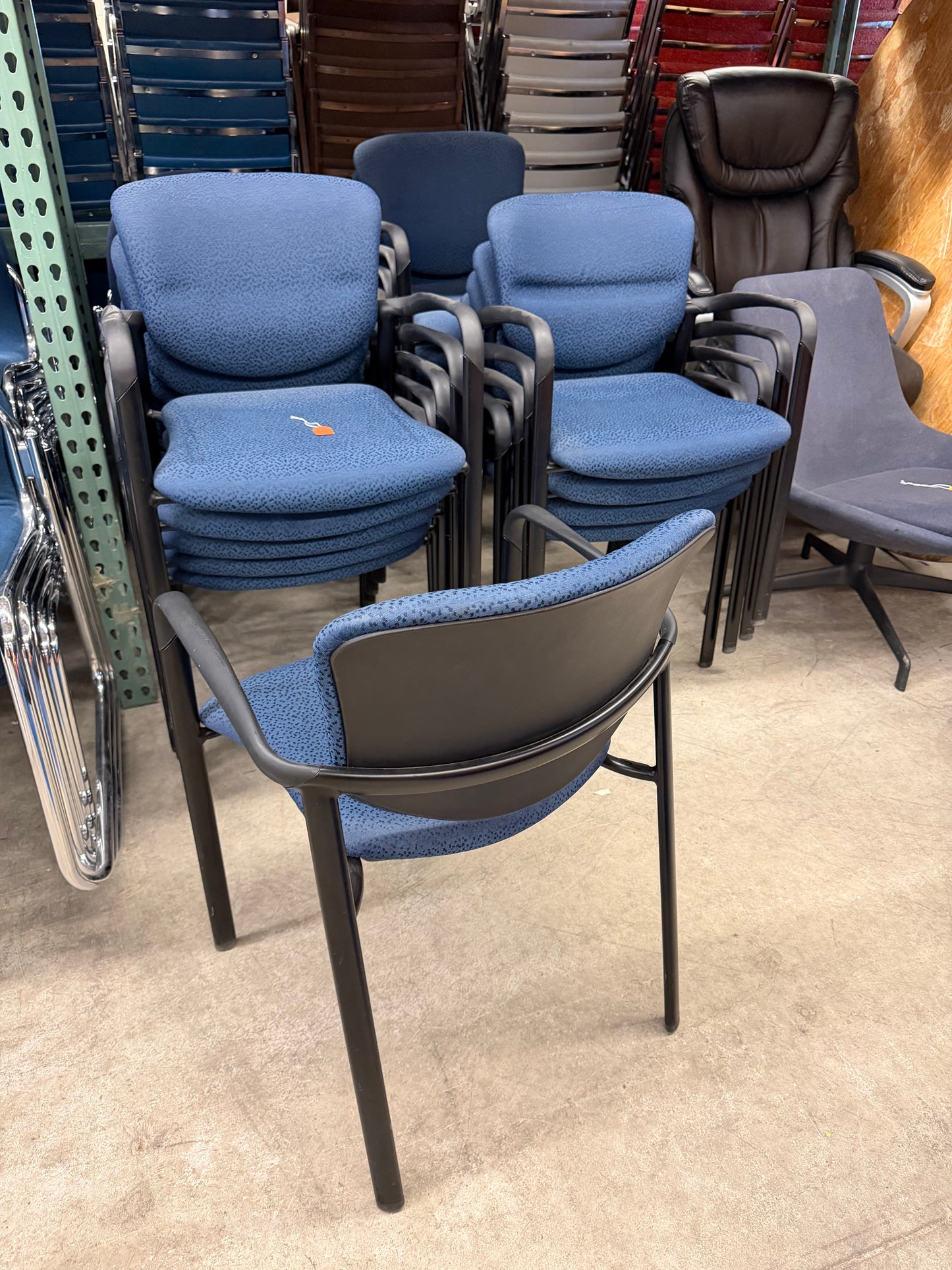 Blue Fabric Reception Chairs with Arms