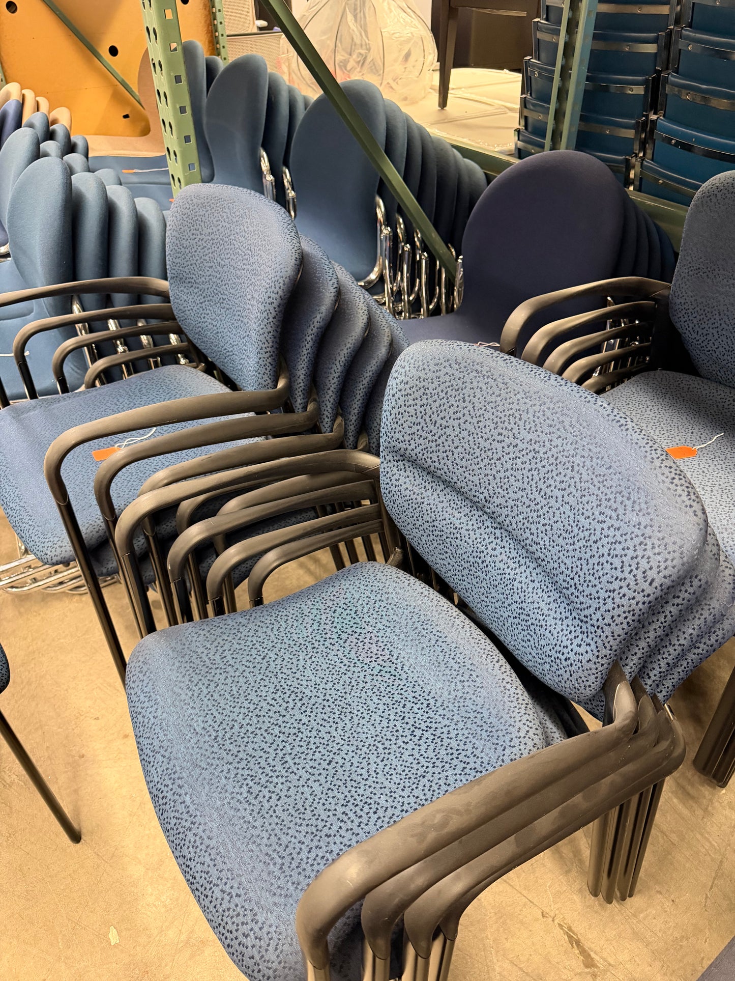 Blue Fabric Reception Chairs with Arms