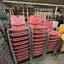 Stacking Red Plastic Chairs