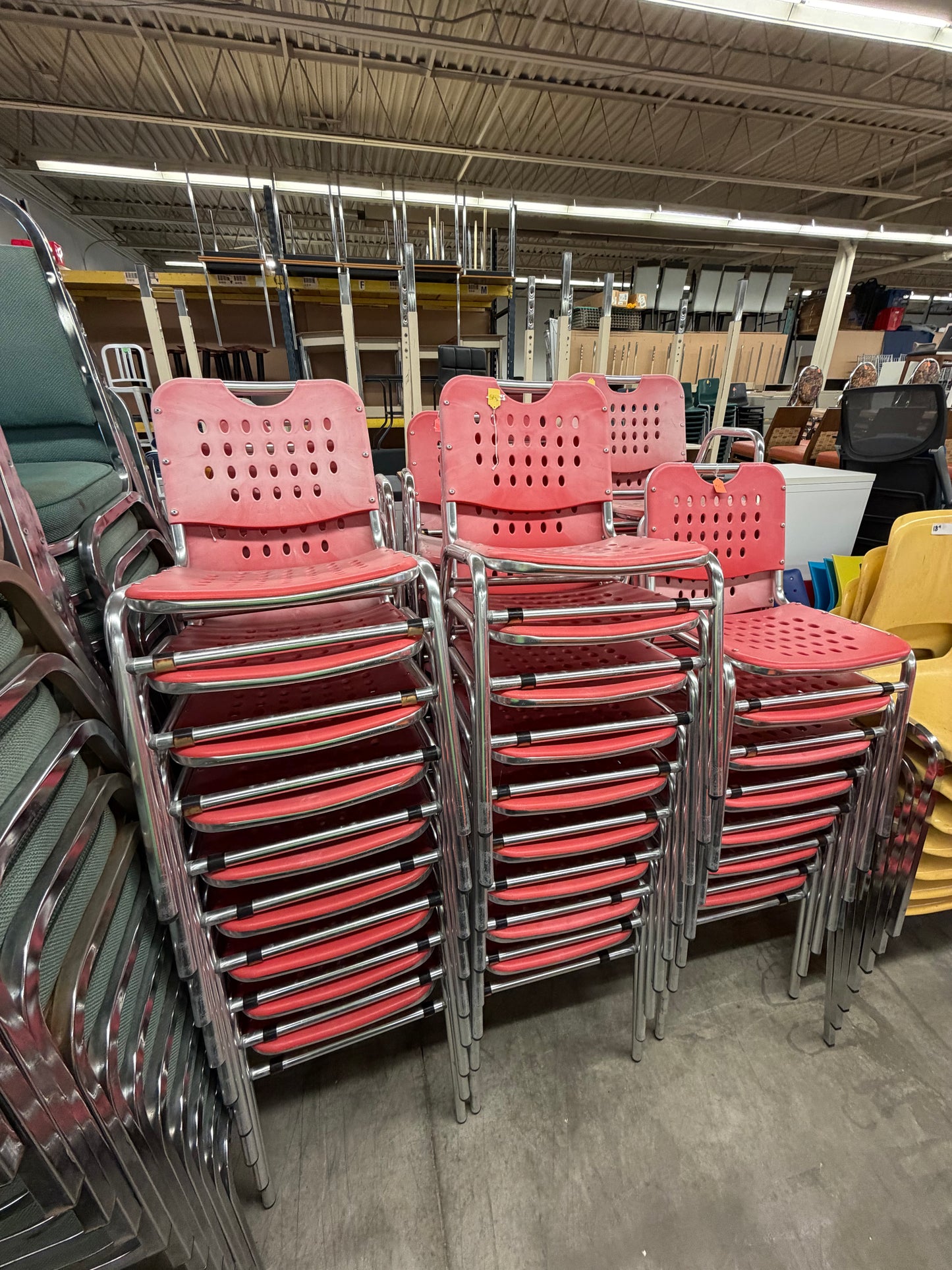 Stacking Red Plastic Chairs