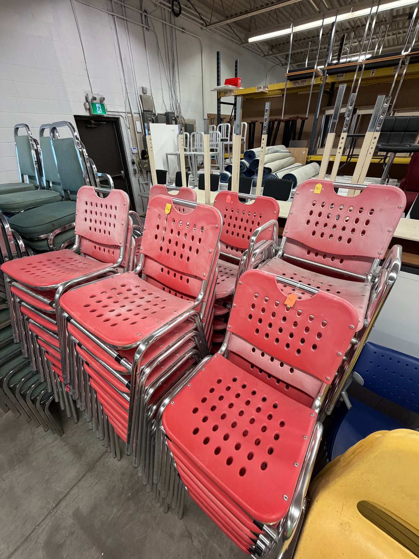 Stacking Red Plastic Chairs