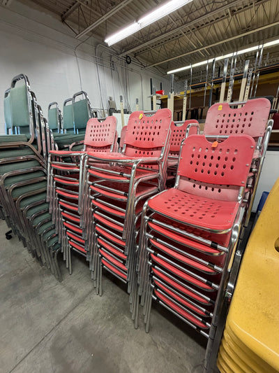 Stacking Red Plastic Chairs