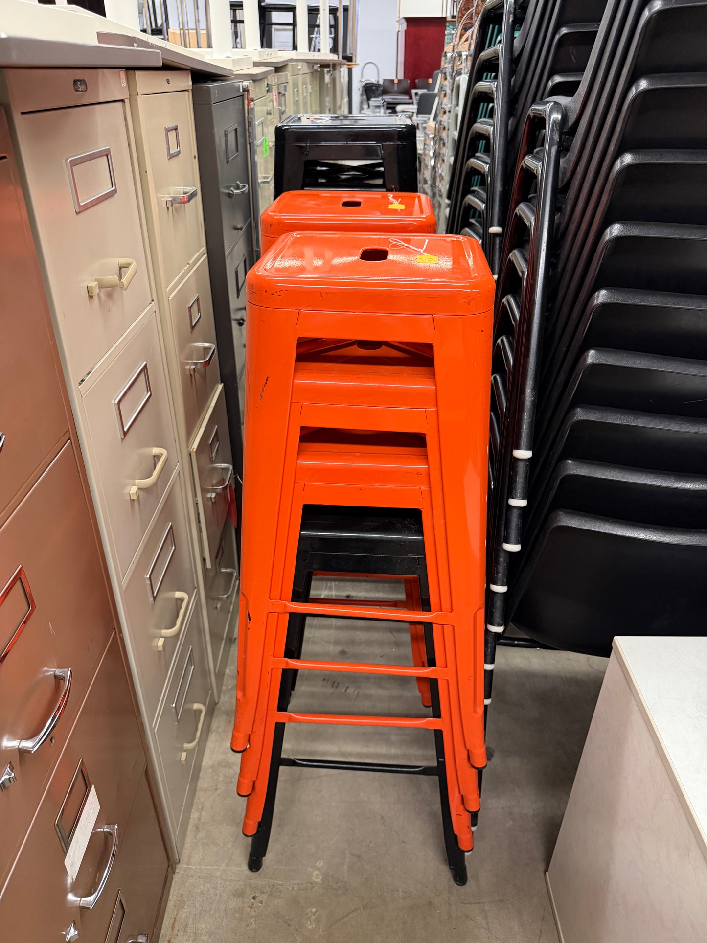 Orange Metal Stools