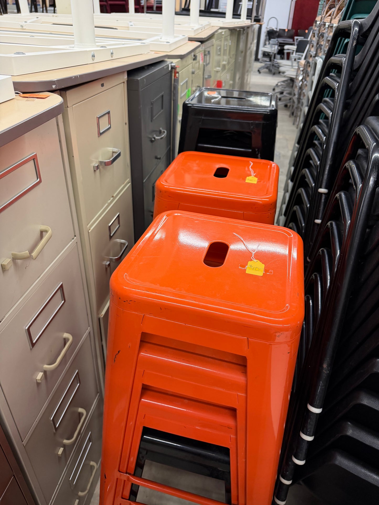 Orange Metal Stools