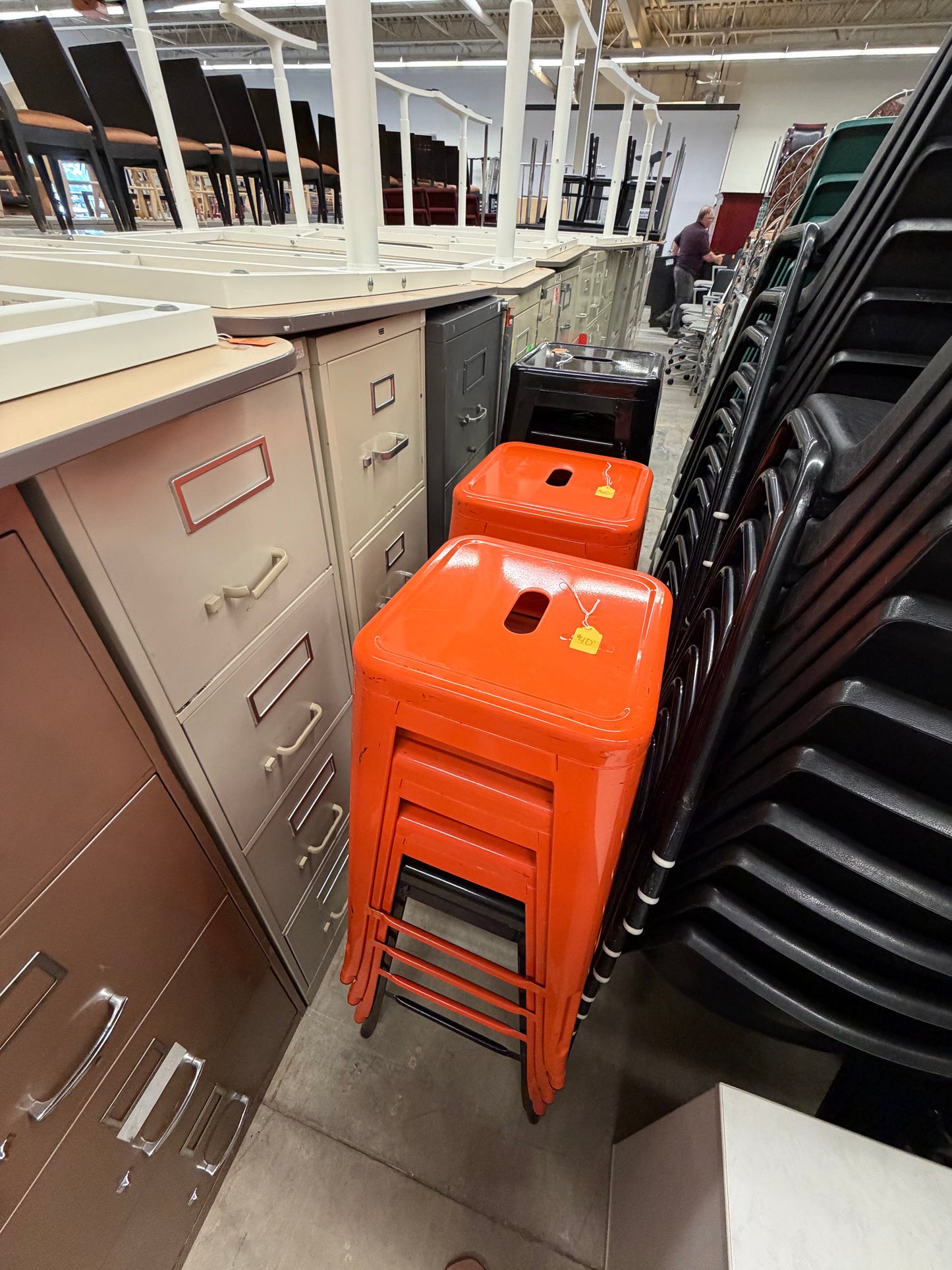 Orange Metal Stools