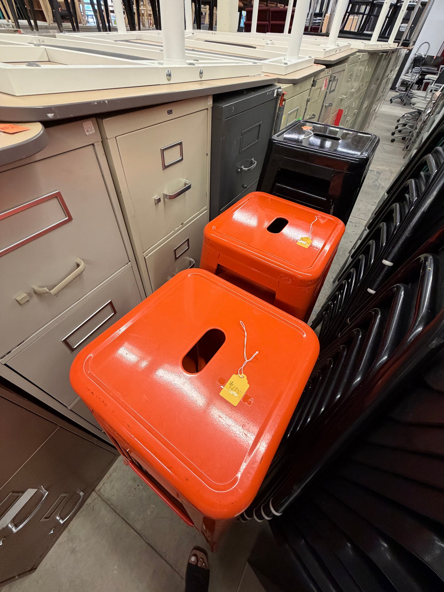 Orange Metal Stools