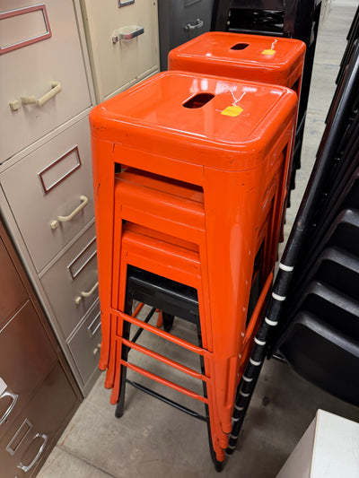Orange Metal Stools