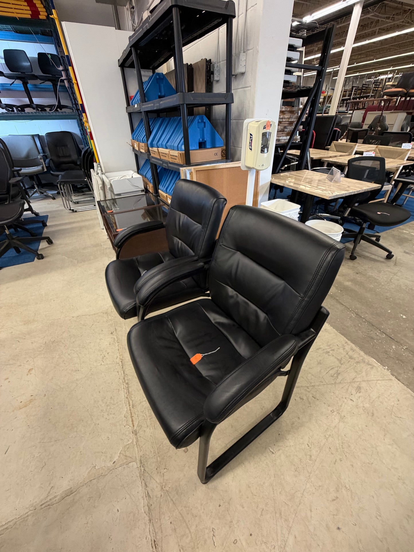 Black Leather Reception Chairs