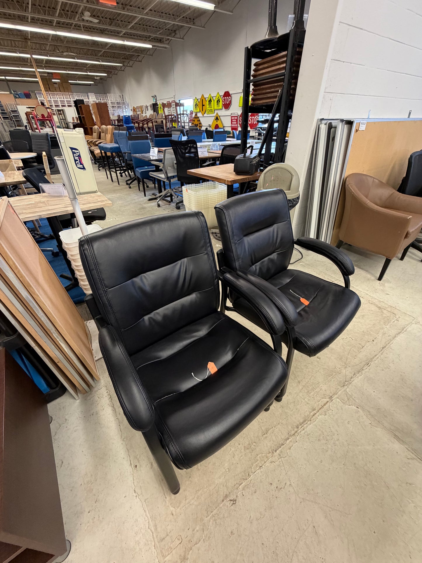 Black Leather Reception Chairs