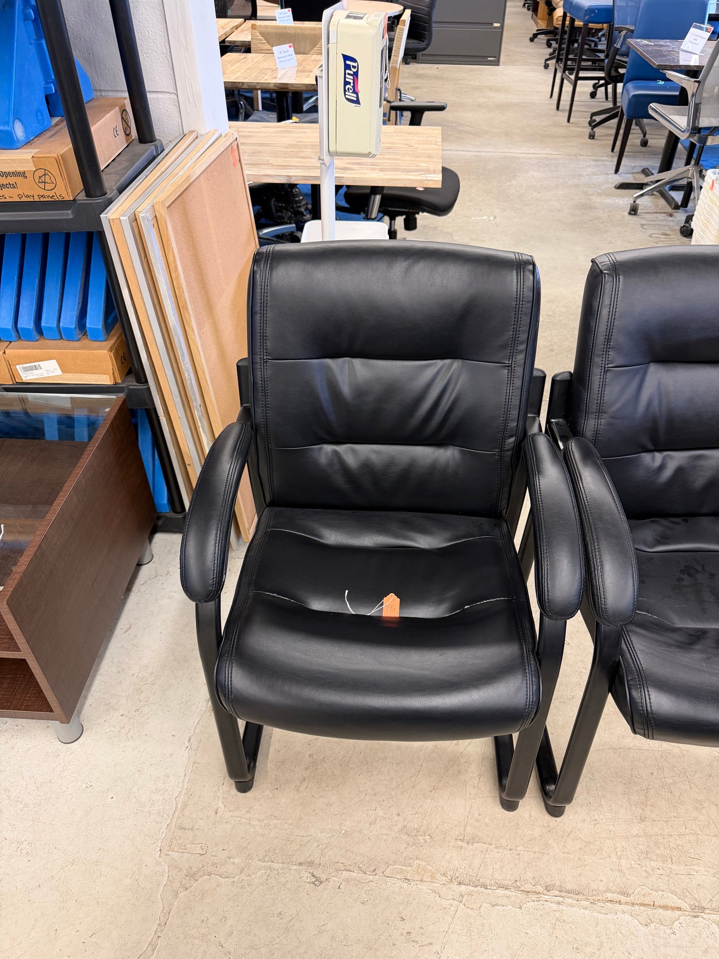 Black Leather Reception Chairs