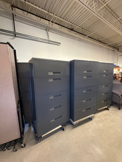 Dark Grey Global 5-Drawer Lateral Filing Cabinets