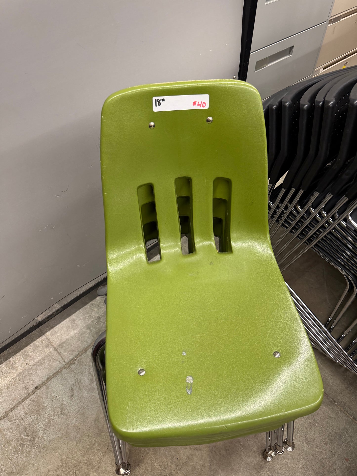 18” Green Plastic Stacking Chairs