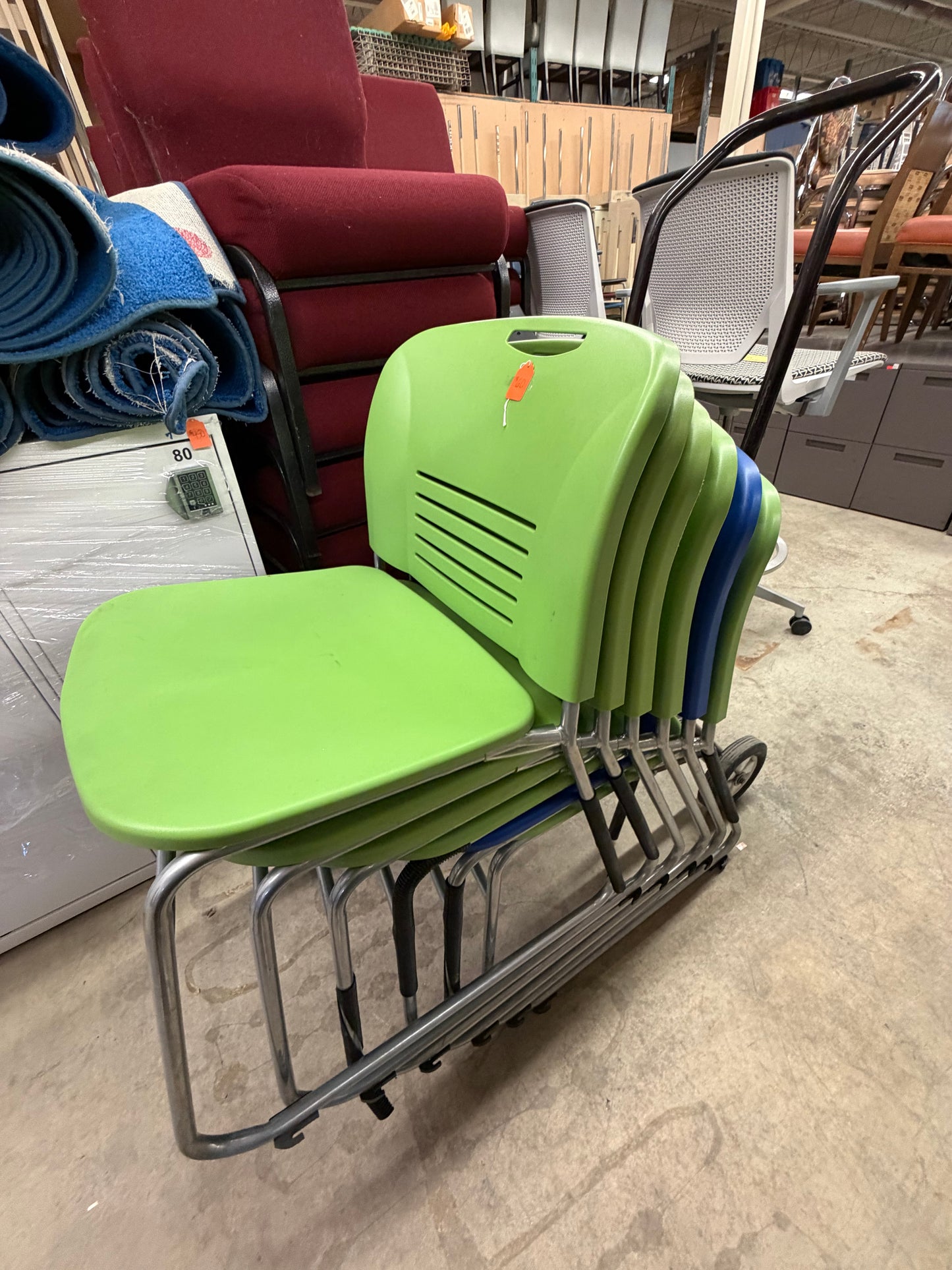 Sleigh Bottom Plastic Stacking Colourful Chairs