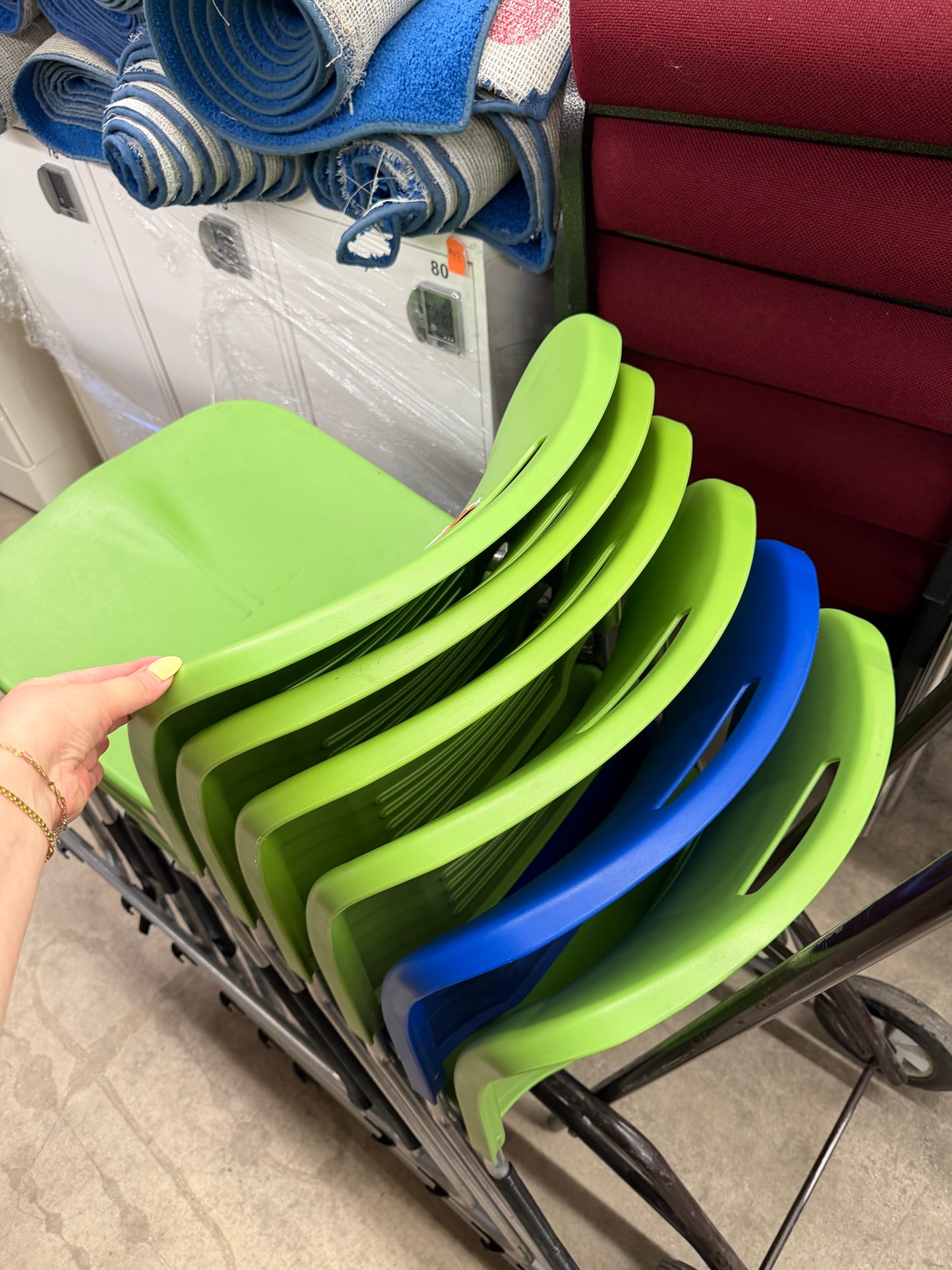Sleigh Bottom Plastic Stacking Colourful Chairs
