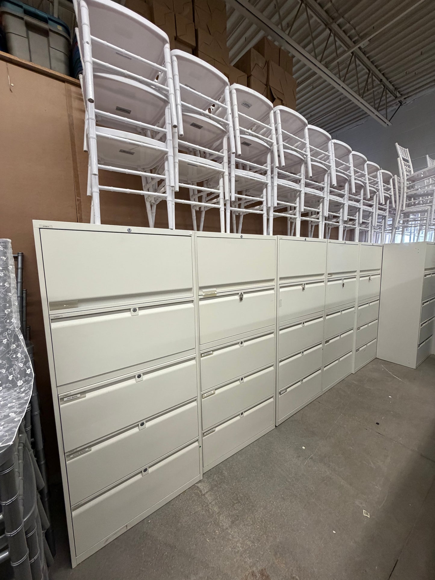 5-Drawer White Lateral File Cabinets