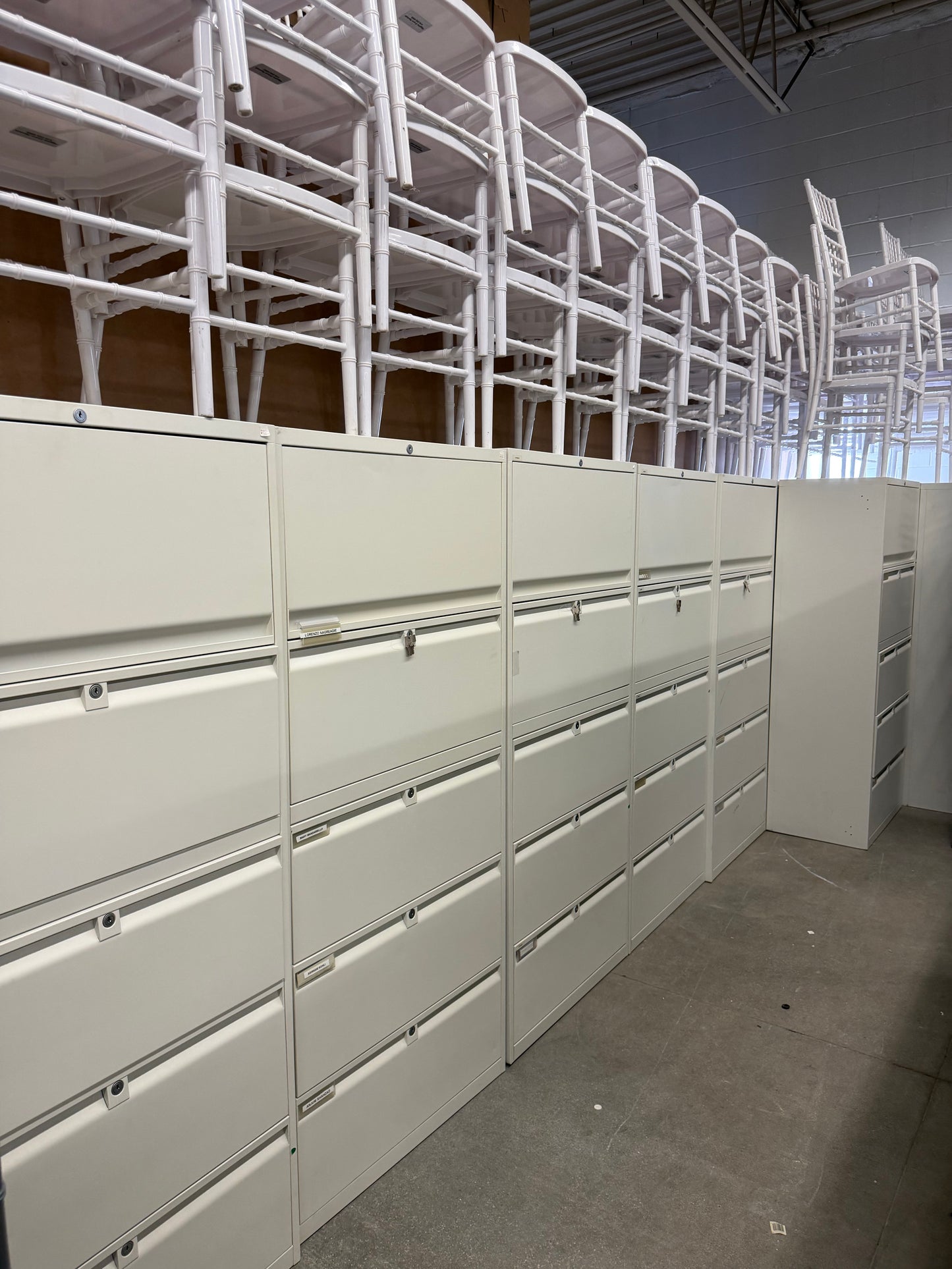 5-Drawer White Lateral File Cabinets