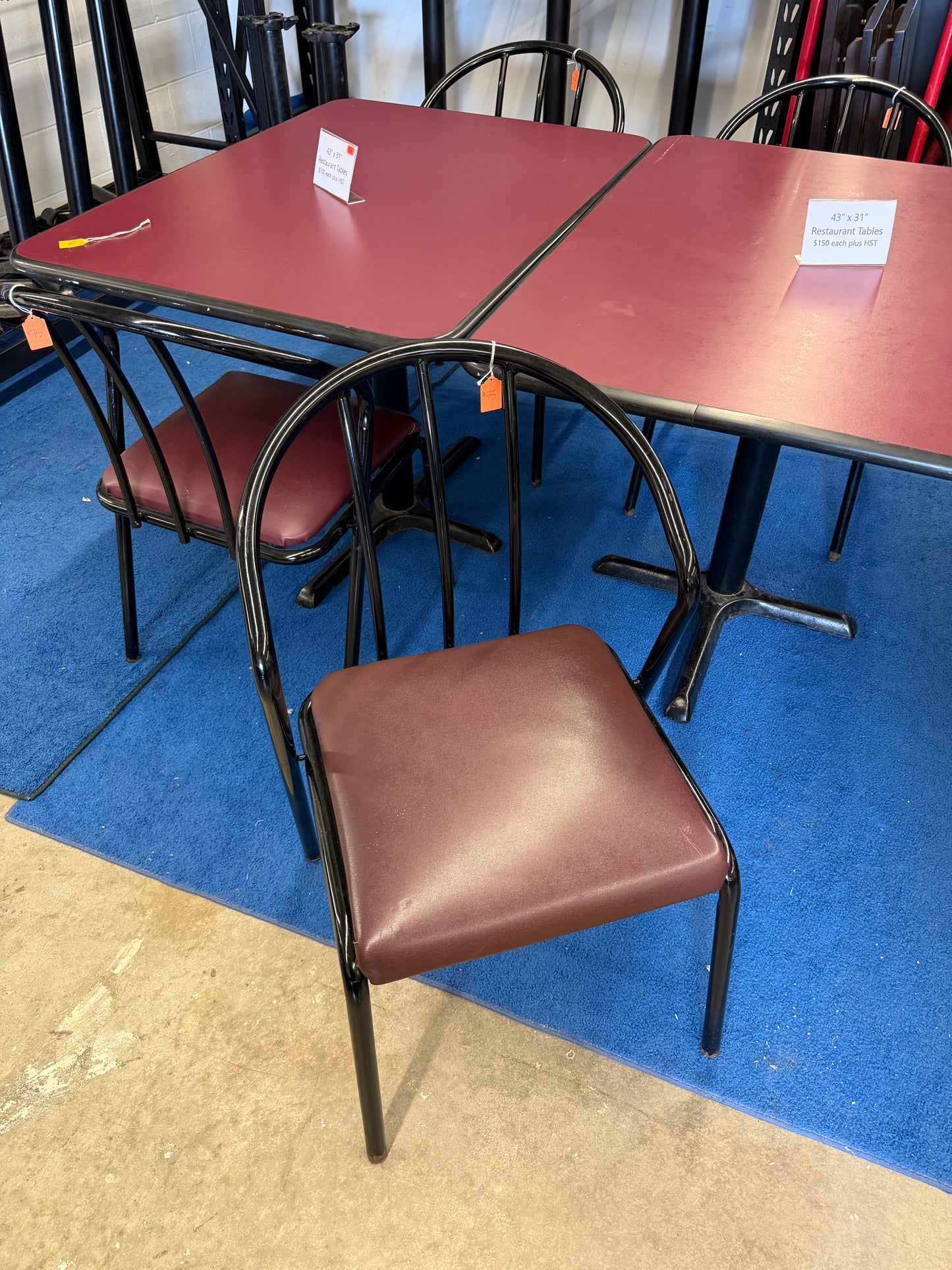 Plum/Black Coloured Restaurant Chairs
