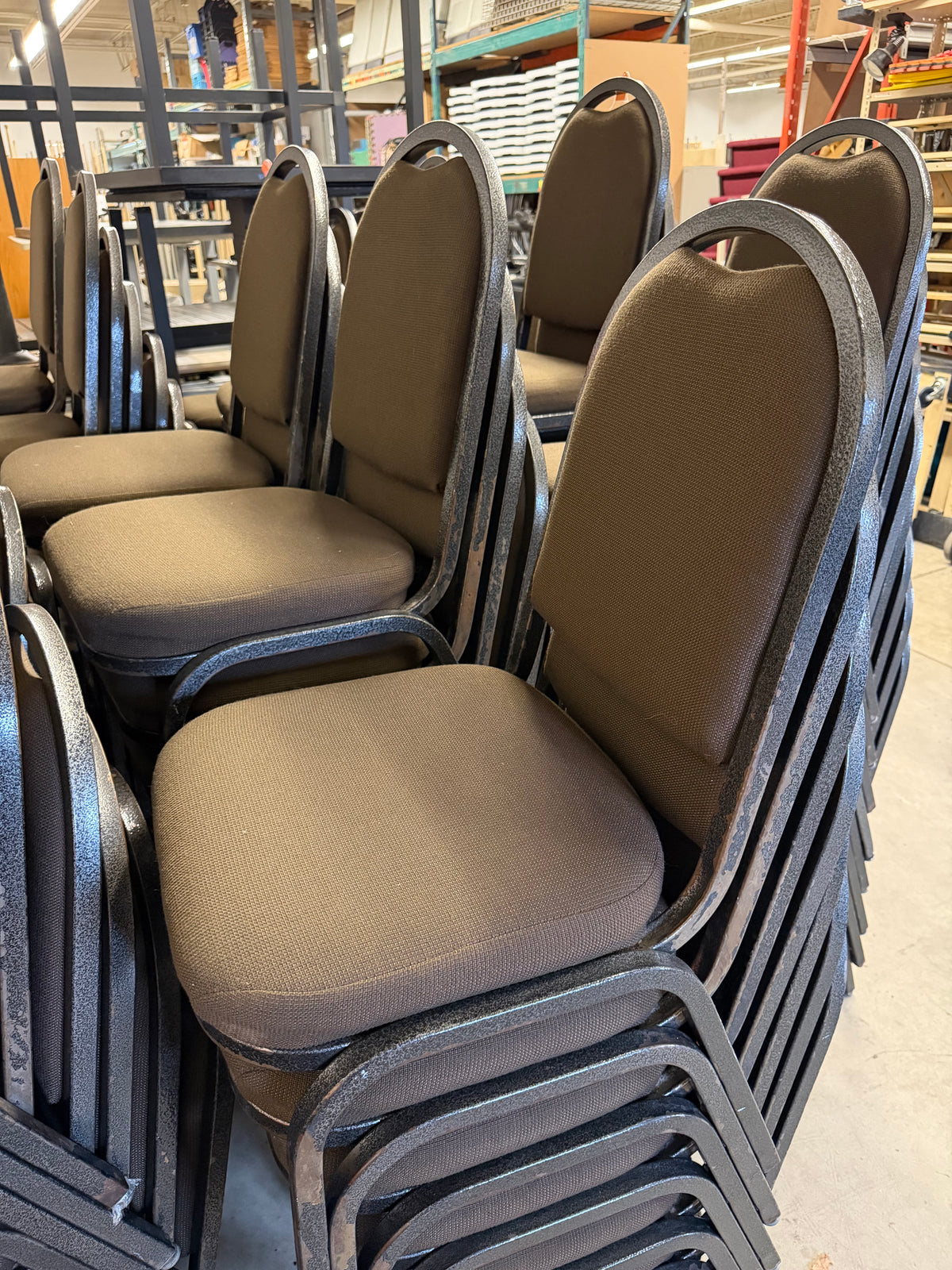 Brown Fabric Stacking Banquet Chairs
