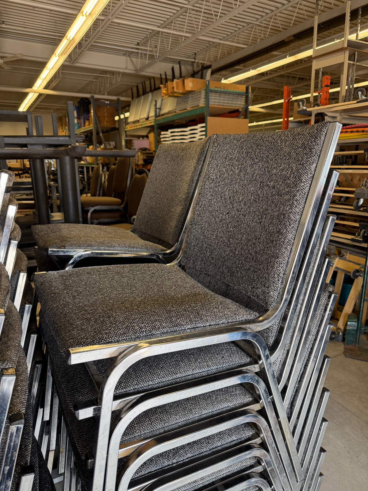Grey Fabric Stacking Chairs