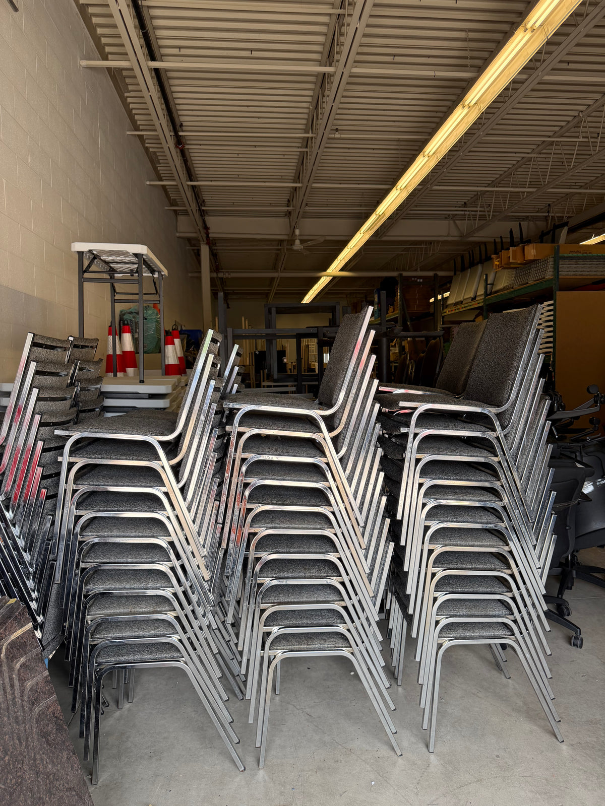 Grey Fabric Stacking Chairs