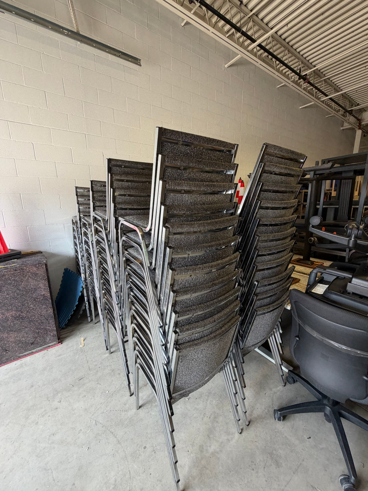 Grey Fabric Stacking Chairs