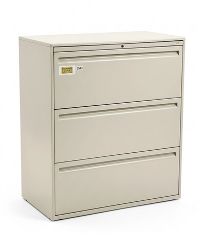 Beige Lateral 3-Drawer Filing Cabinet