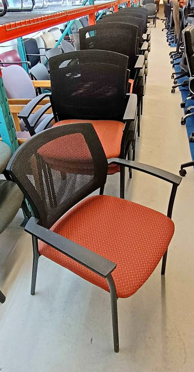 Black & Orange Stacking Reception Chairs with Arms