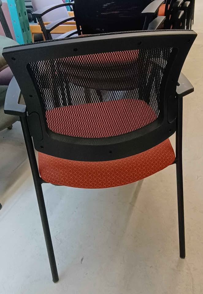 Black & Orange Stacking Reception Chairs with Arms