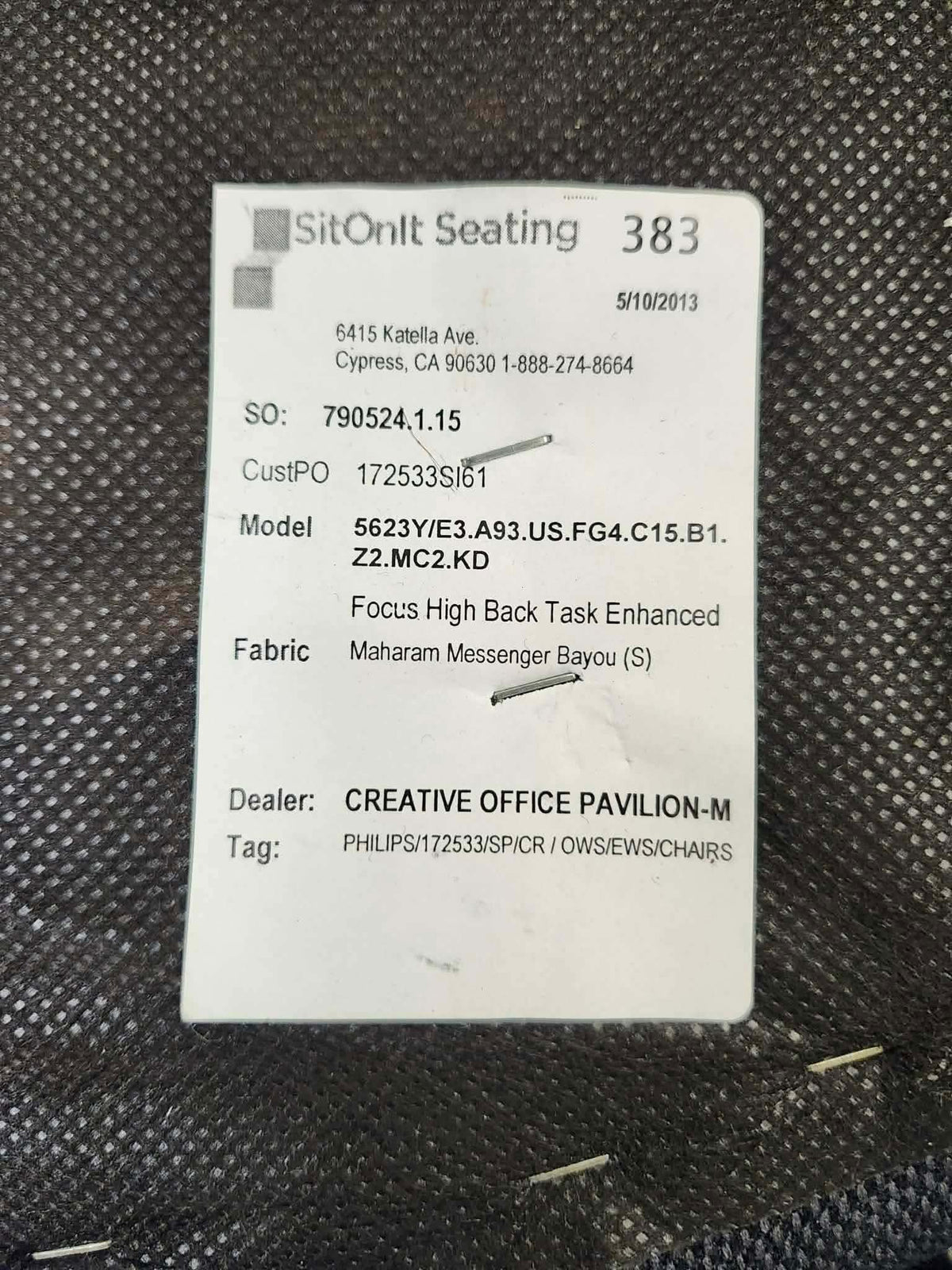 SitOnIt High Back “Focus” Task Office Chairs