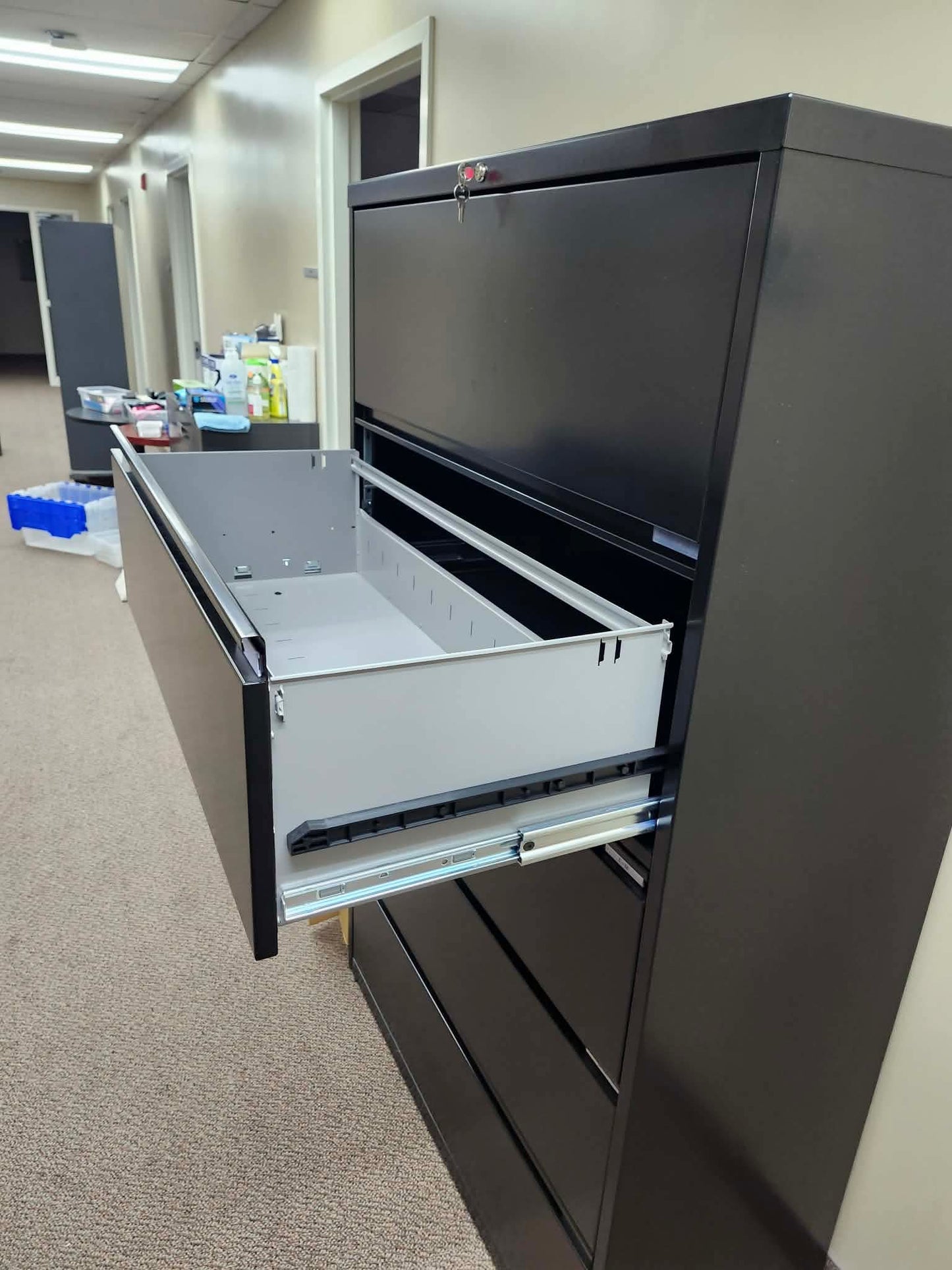 Black 5-Drawer Lateral Filing Cabinet