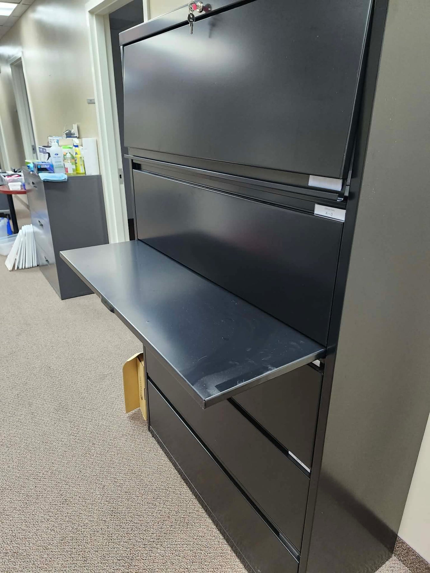 Black 5-Drawer Lateral Filing Cabinet